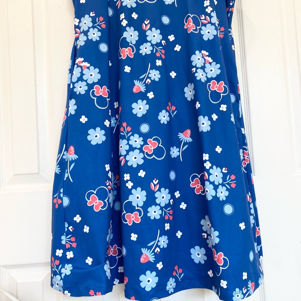 Disney Mickey and Friends Minnie Floral Print Blue Dress - Picture 9 of 11